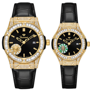 Đồng hồ đôi Funmei F1503G Cặp da đính đá sang trọng